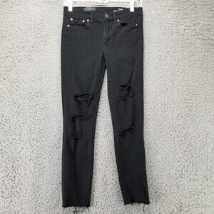 J. Crew Jeans Womens 27 Black Stretch Distressed Mid Rise Toothpick Skinny